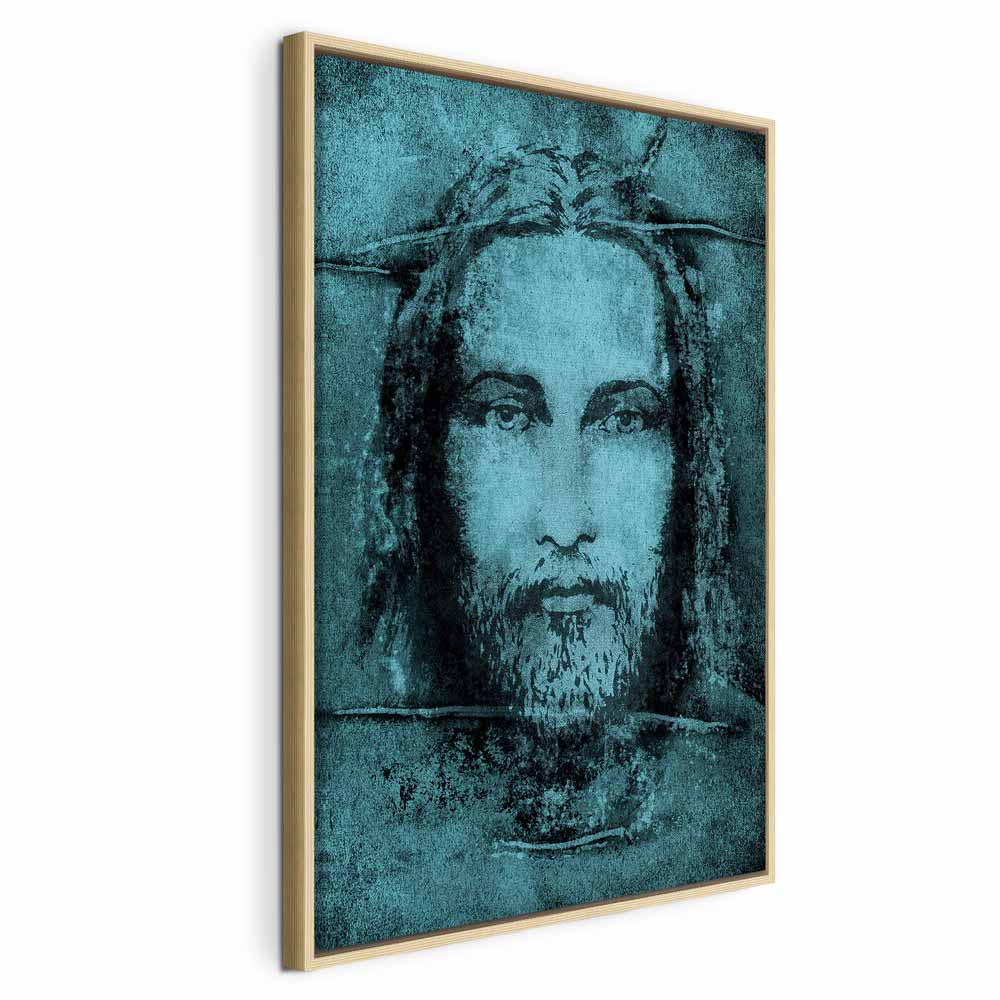 Turquoise Shroud of Turin Sacred Portrait Canvas Print