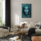 Turquoise Shroud of Turin Sacred Portrait Canvas Print