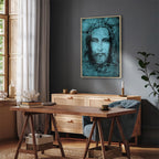 Turquoise Shroud of Turin Sacred Portrait Canvas Print