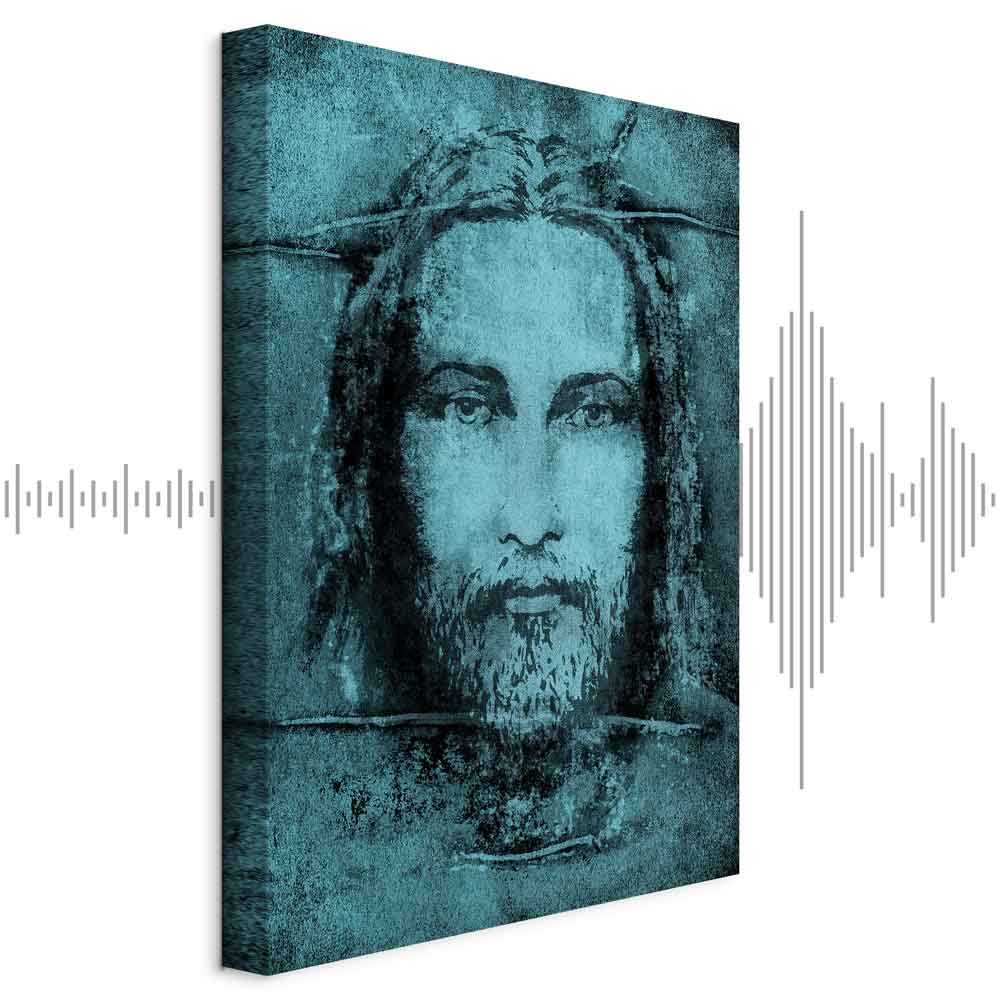 Turquoise Shroud of Turin Sacred Portrait Canvas Print