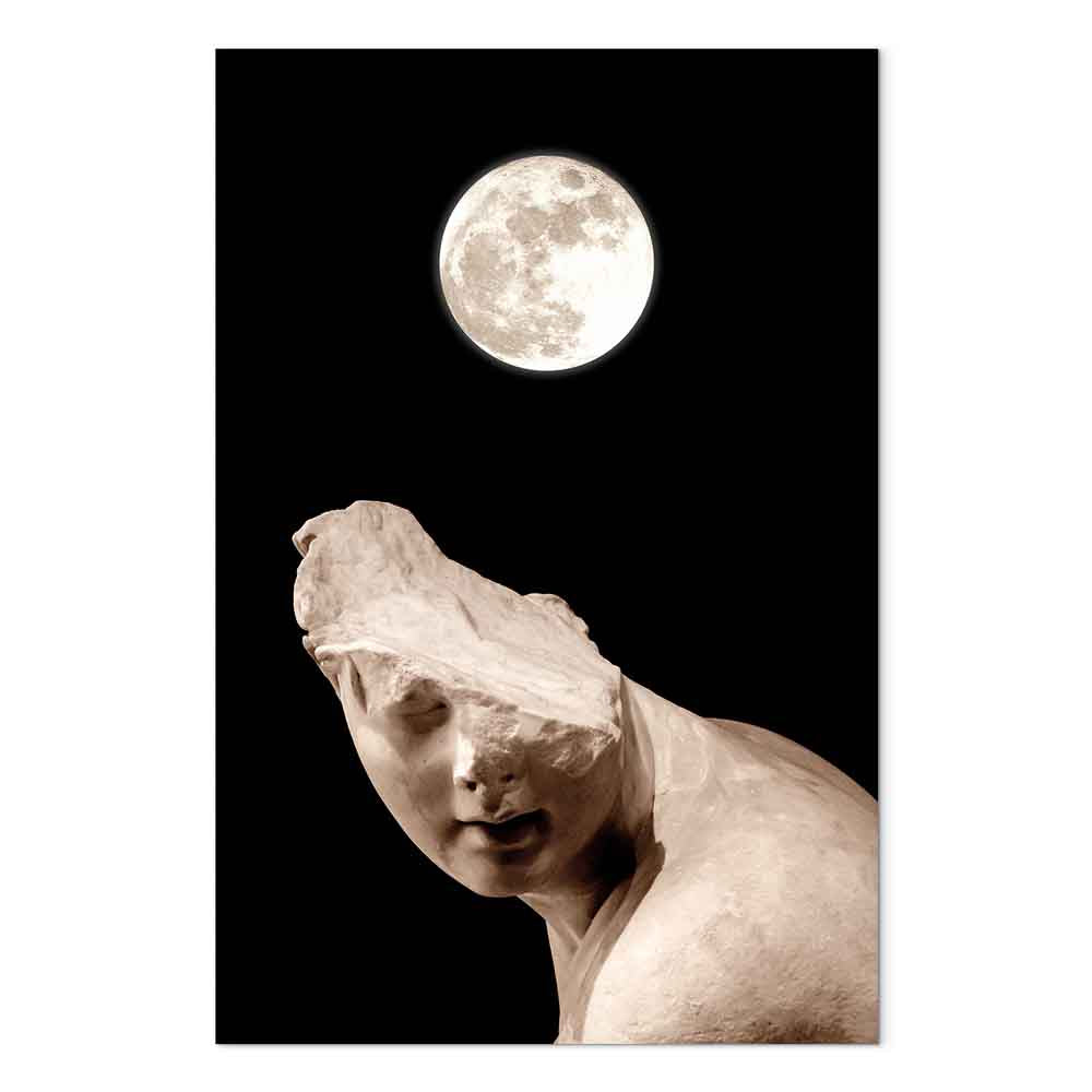 Moonlit Statue Fantasy Canvas Print