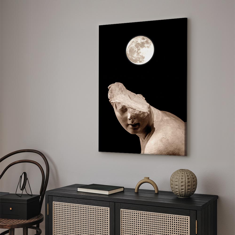 Moonlit Statue Fantasy Canvas Print