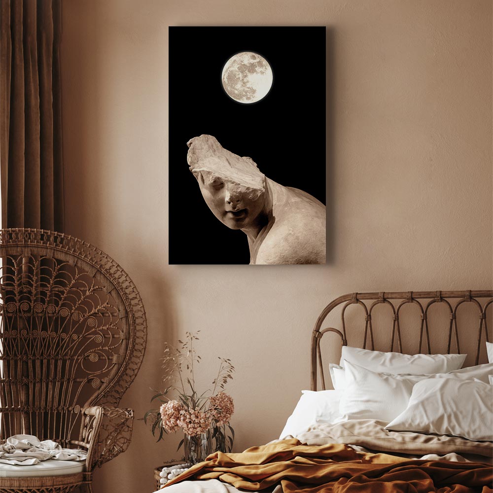 Moonlit Statue Fantasy Canvas Print