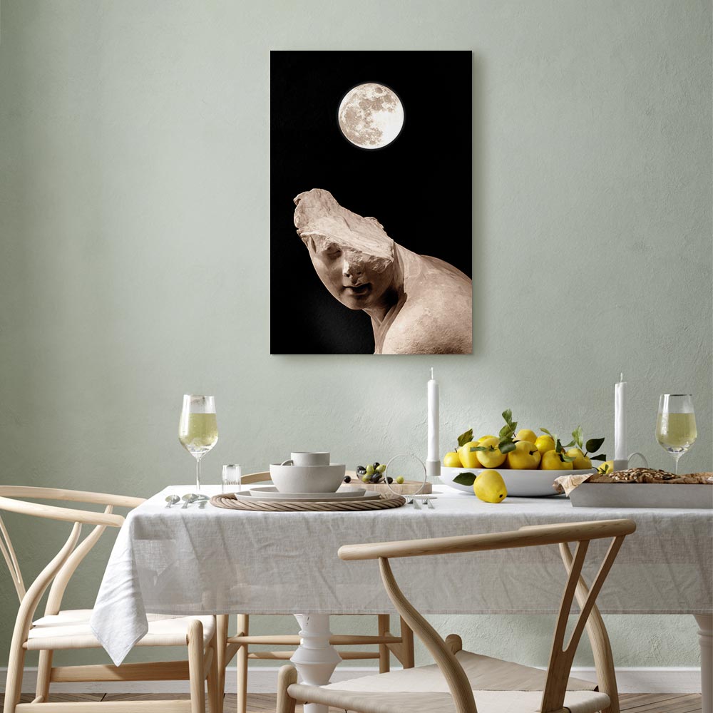 Moonlit Statue Fantasy Canvas Print