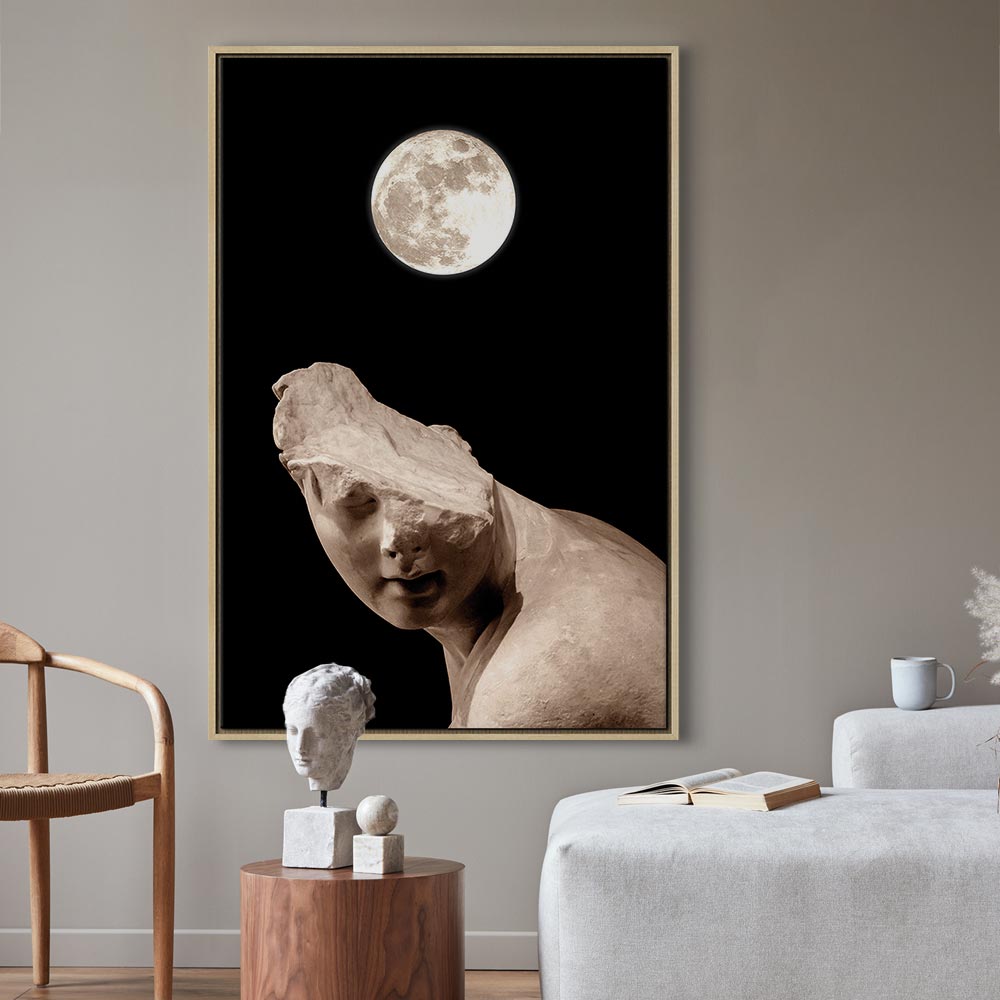 Moonlit Statue Fantasy Canvas Print