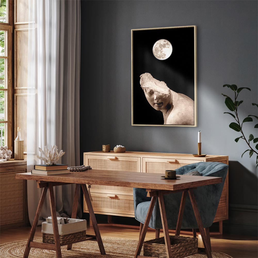 Moonlit Statue Fantasy Canvas Print