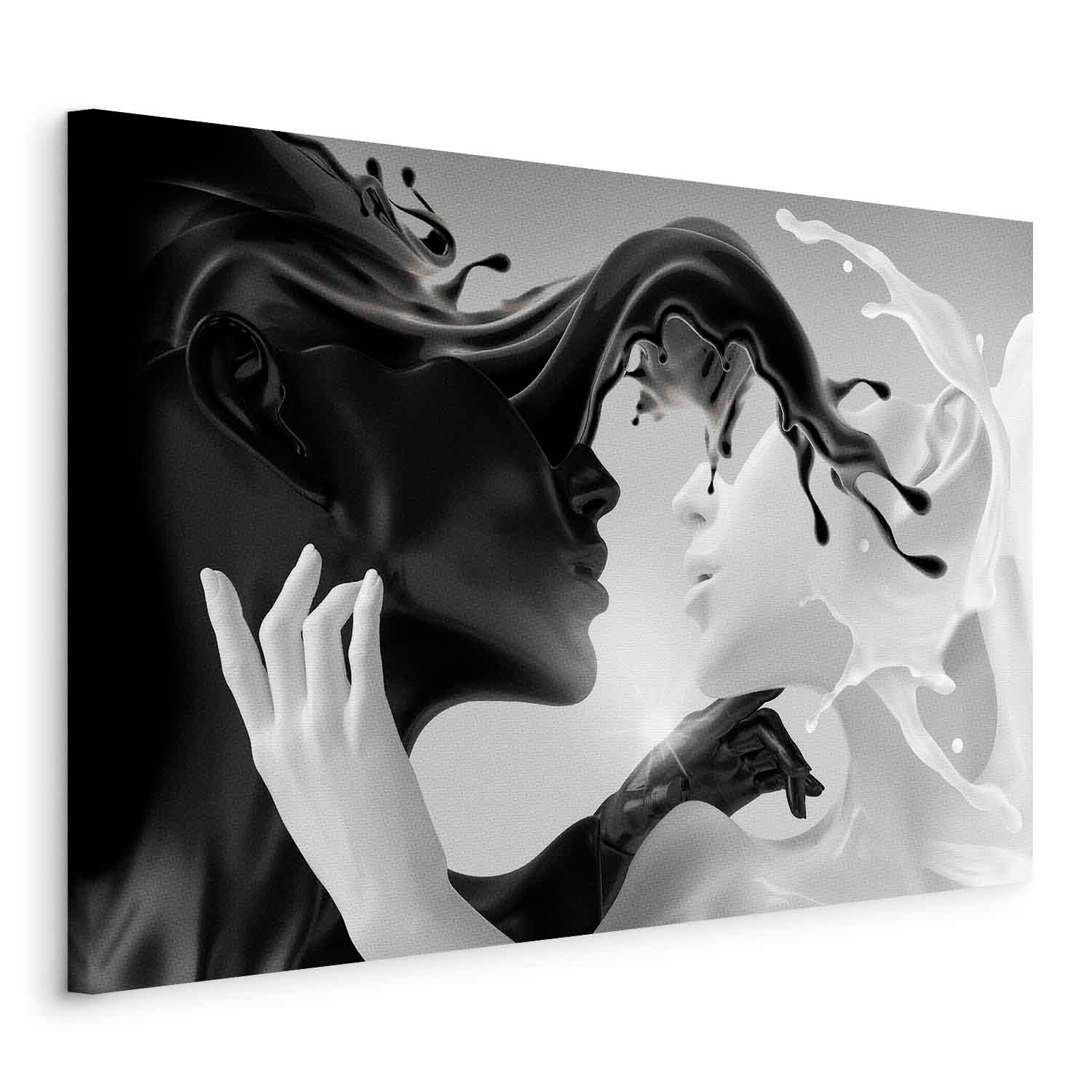 Abstract Couple Romantic Wide Canvas Print