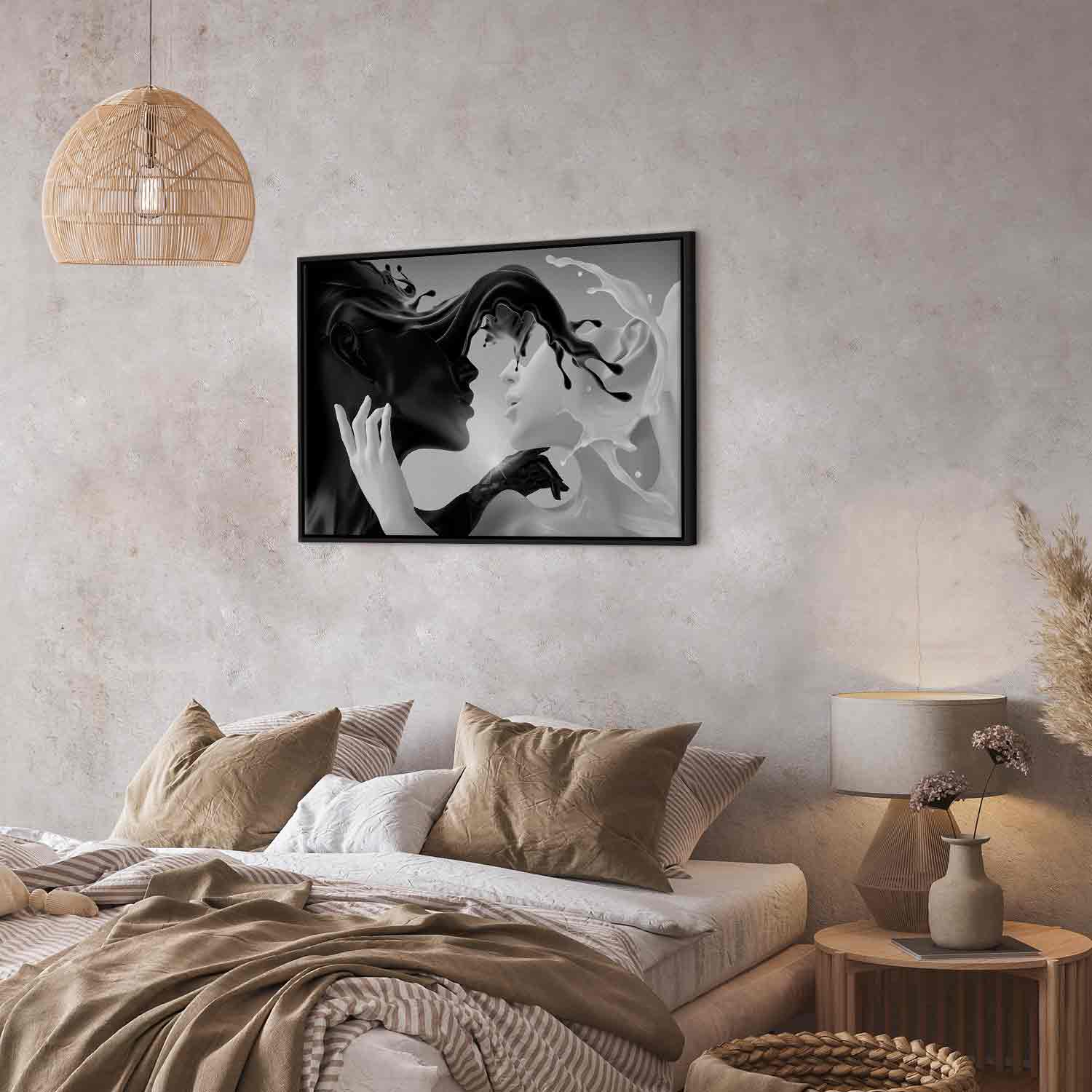 Abstract Couple Romantic Wide Canvas Print