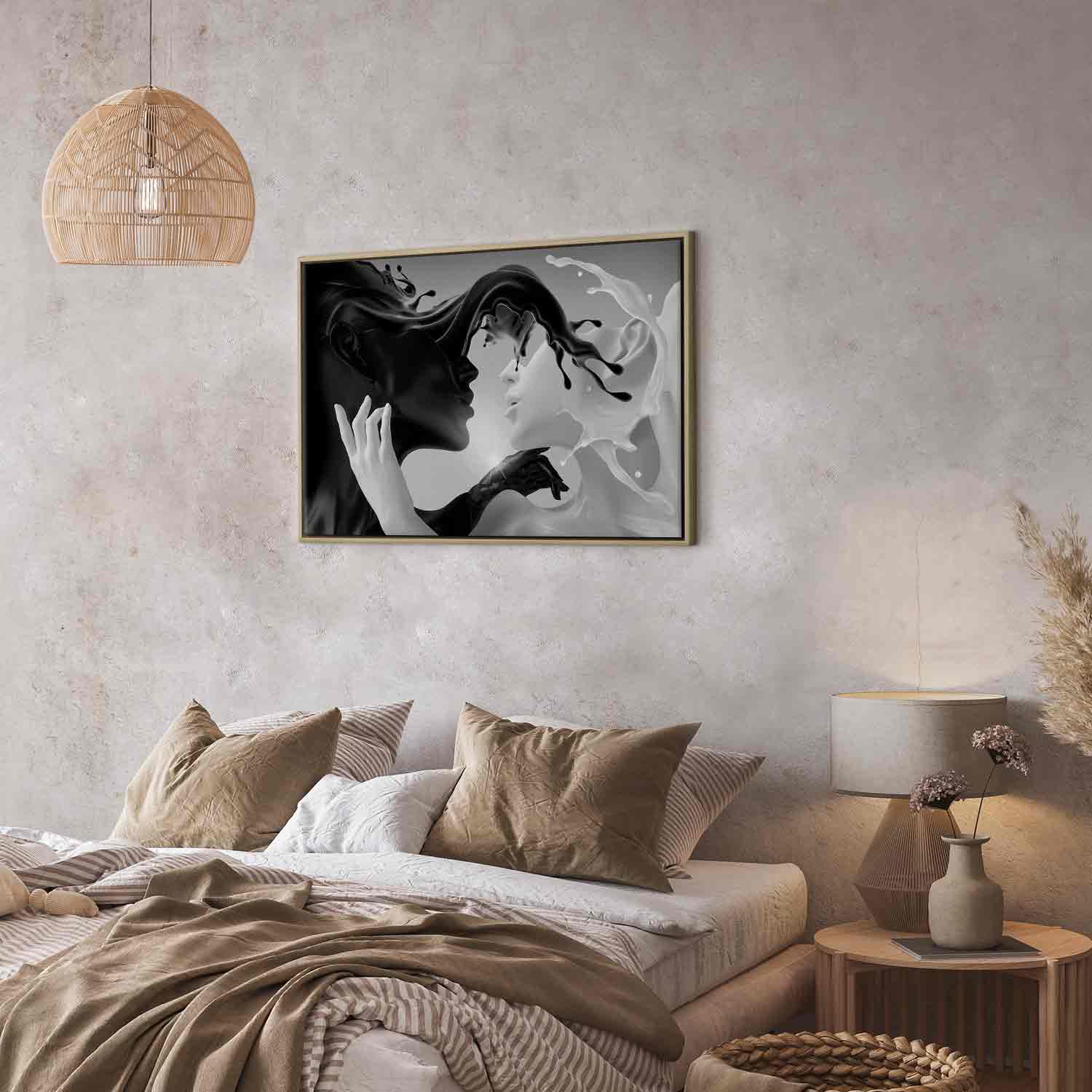 Abstract Couple Romantic Wide Canvas Print