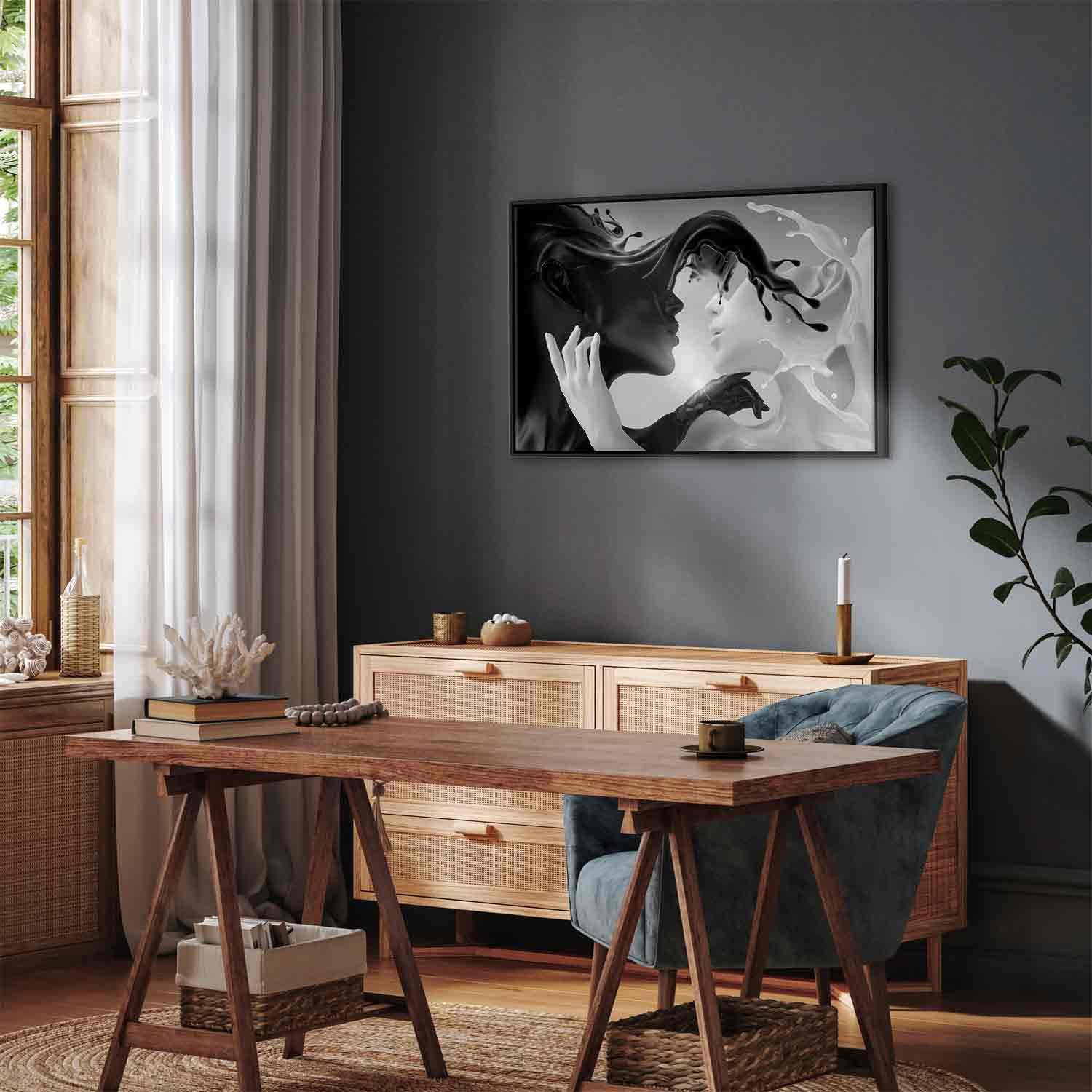 Abstract Couple Romantic Wide Canvas Print