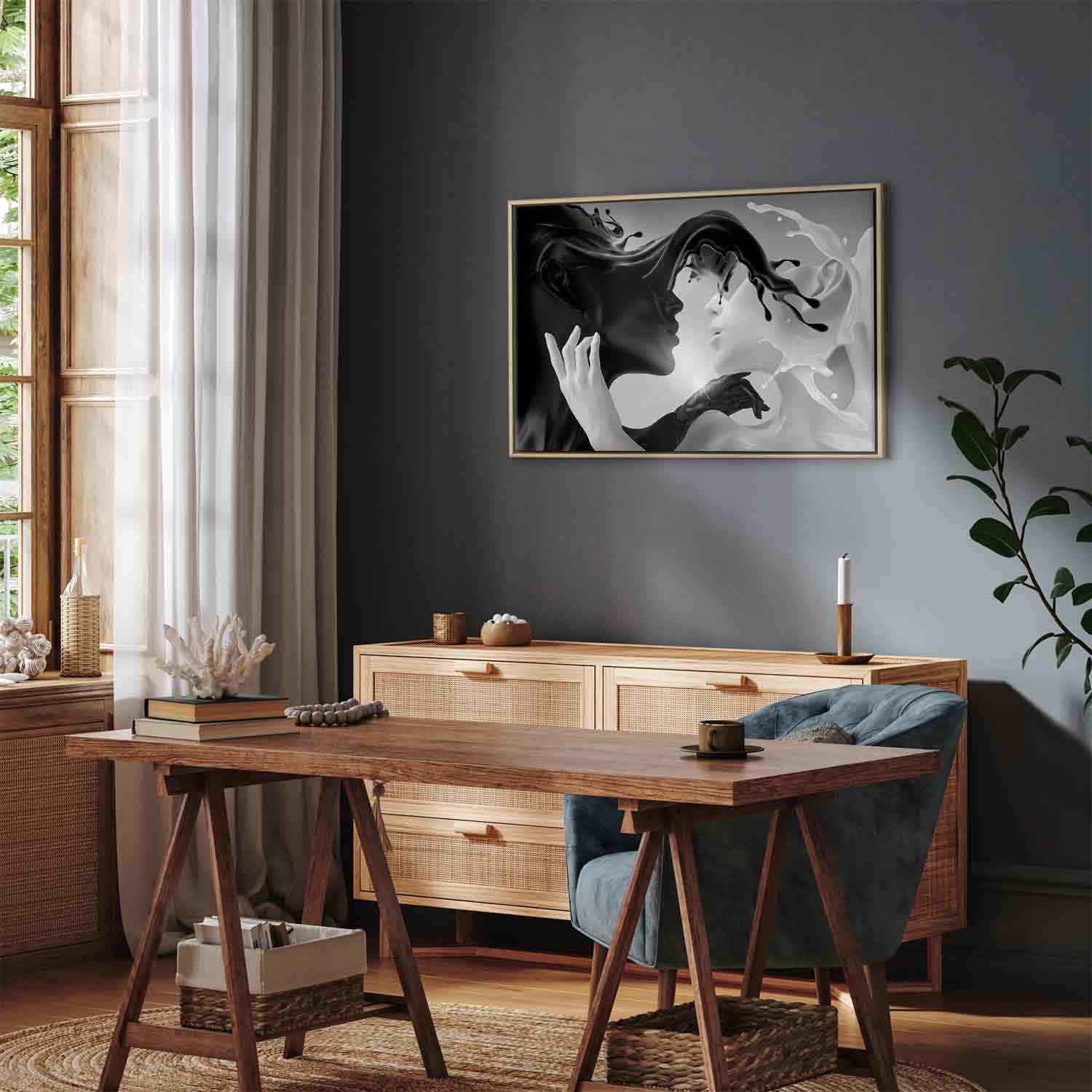 Abstract Couple Romantic Wide Canvas Print