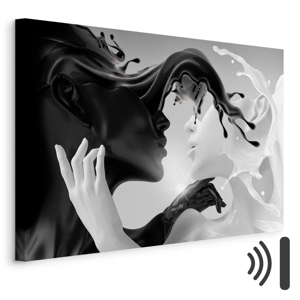 Abstract Couple Romantic Wide Canvas Print