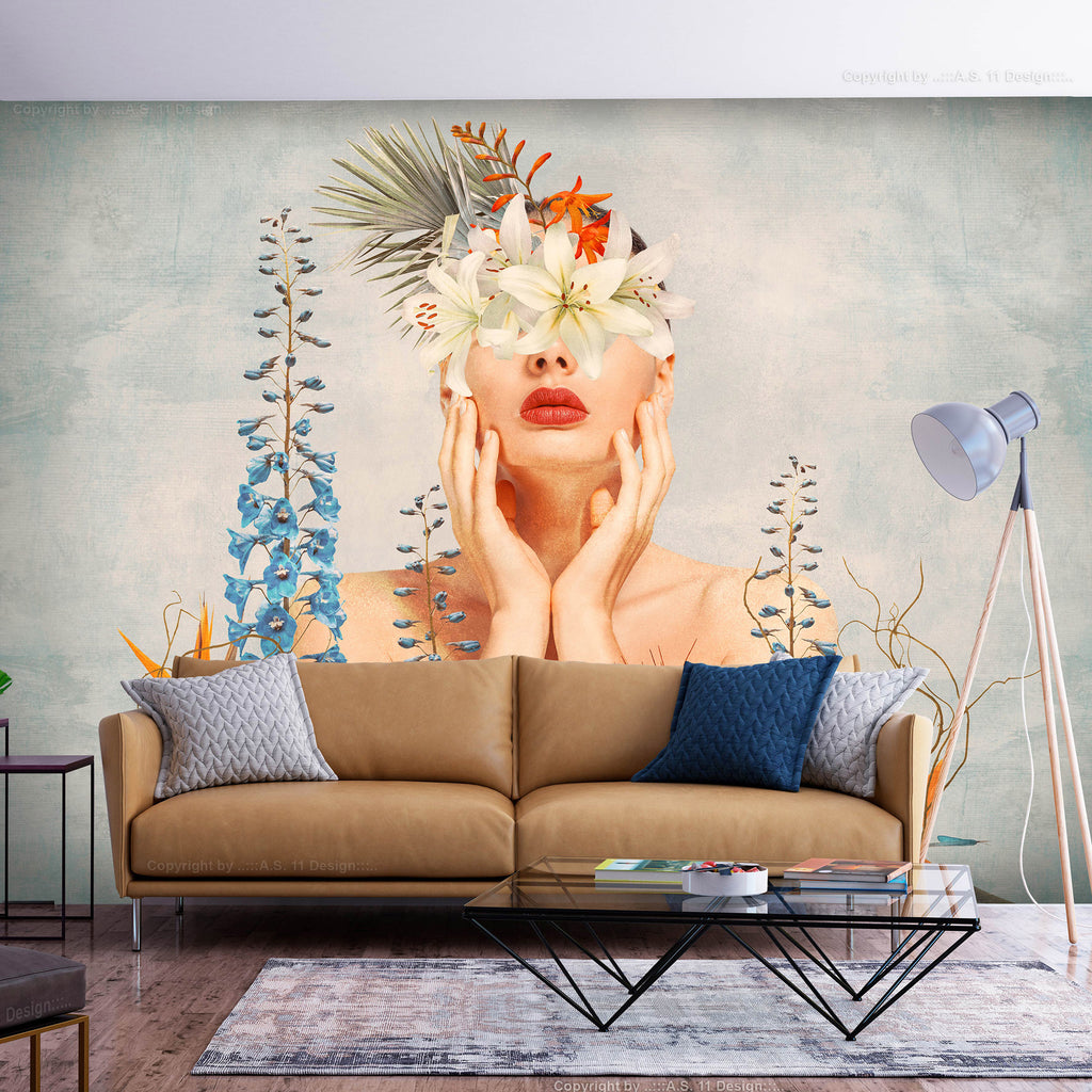 Wall Mural Nature in Thought - Figure Among Flowers