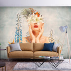 Wall Mural Nature in Thought - Figure Among Flowers