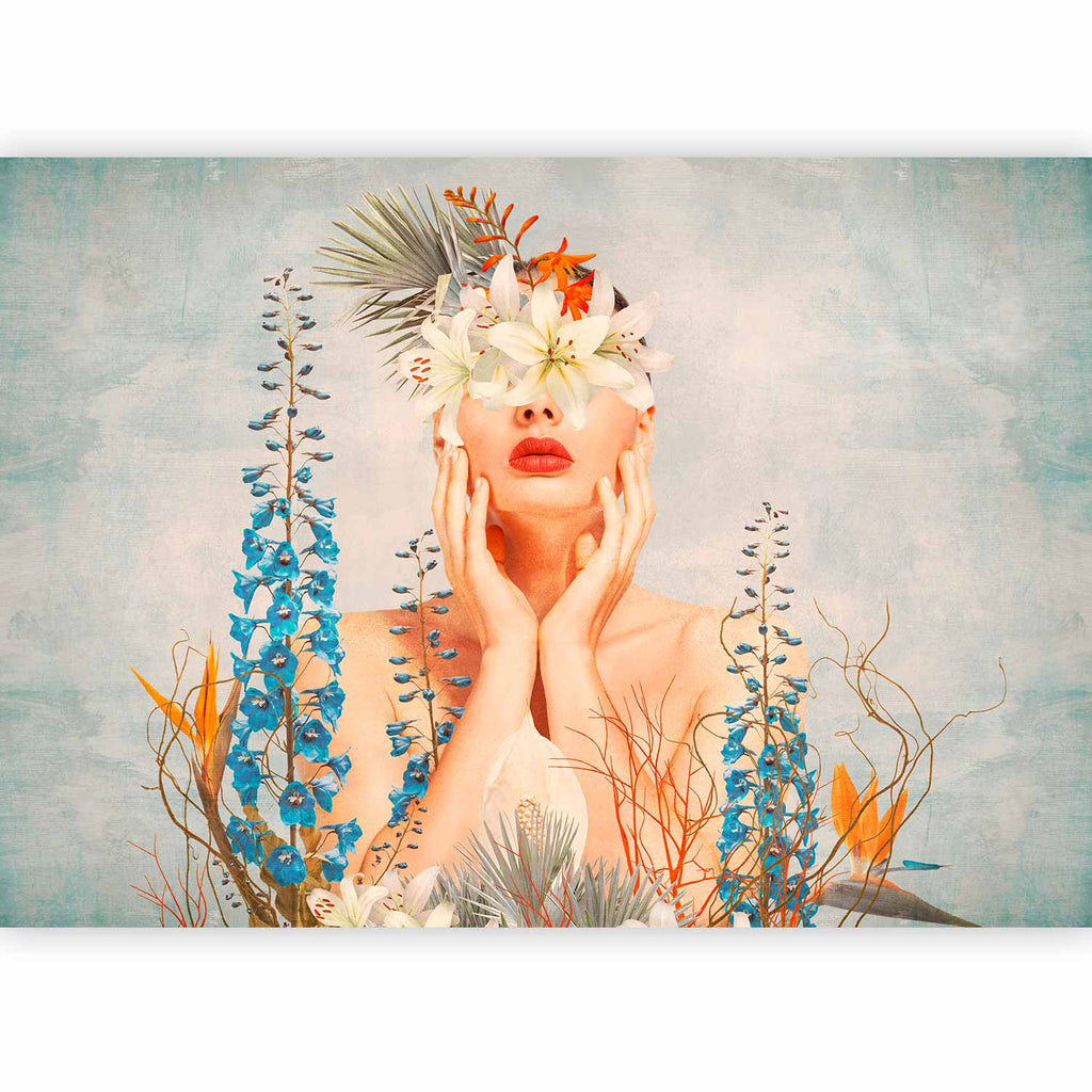 Wall Mural Nature in Thought - Figure Among Flowers