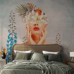 Female Figure Floral Patterned Wall Mural
