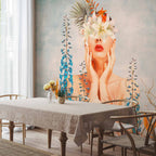 Female Figure Floral Patterned Wall Mural