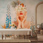 Wall Mural Nature in Thought - Figure Among Flowers