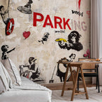 Banksy Graffiti Collage Urban Wall Mural