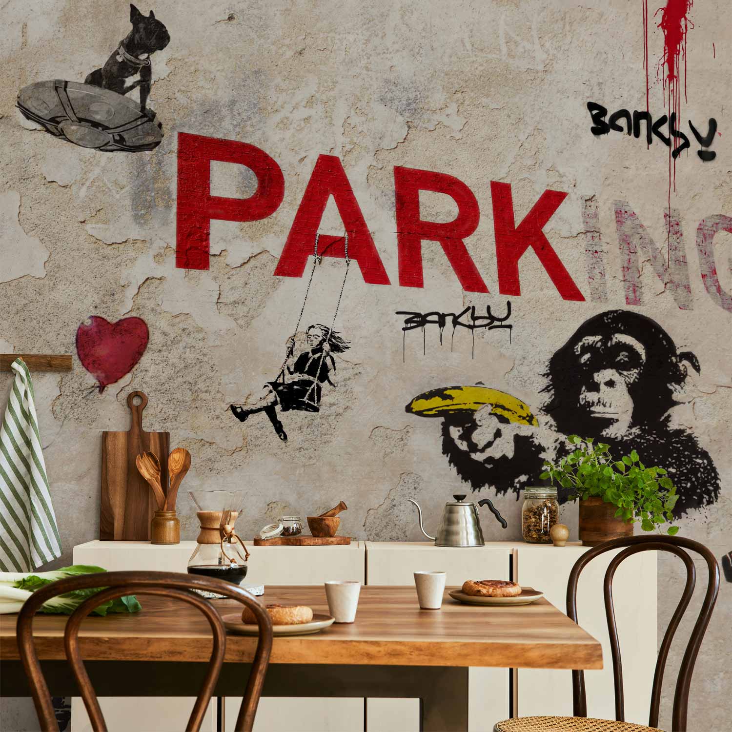 Banksy Graffiti Collage Urban Wall Mural