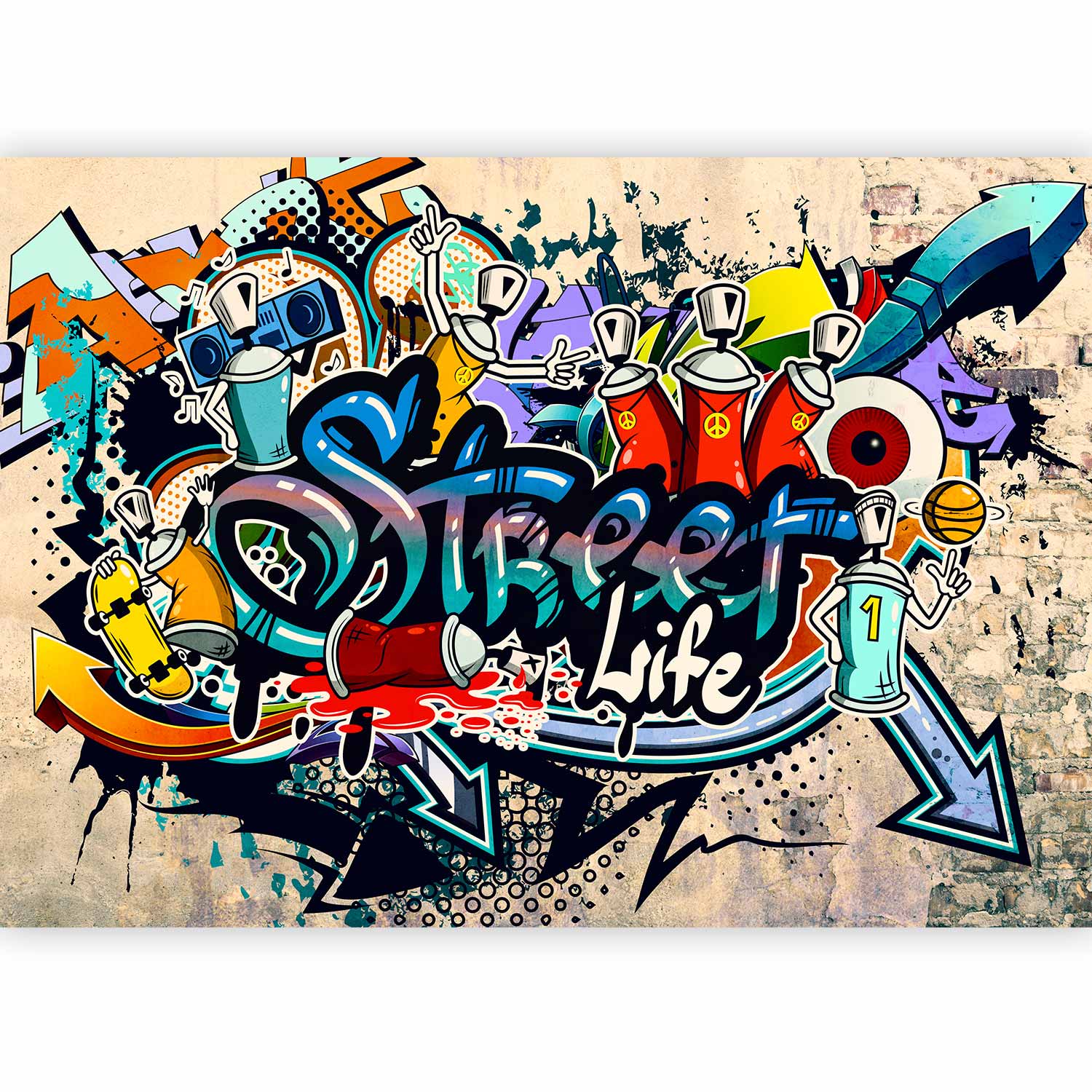 Urban Graffiti Street Life Wall Mural