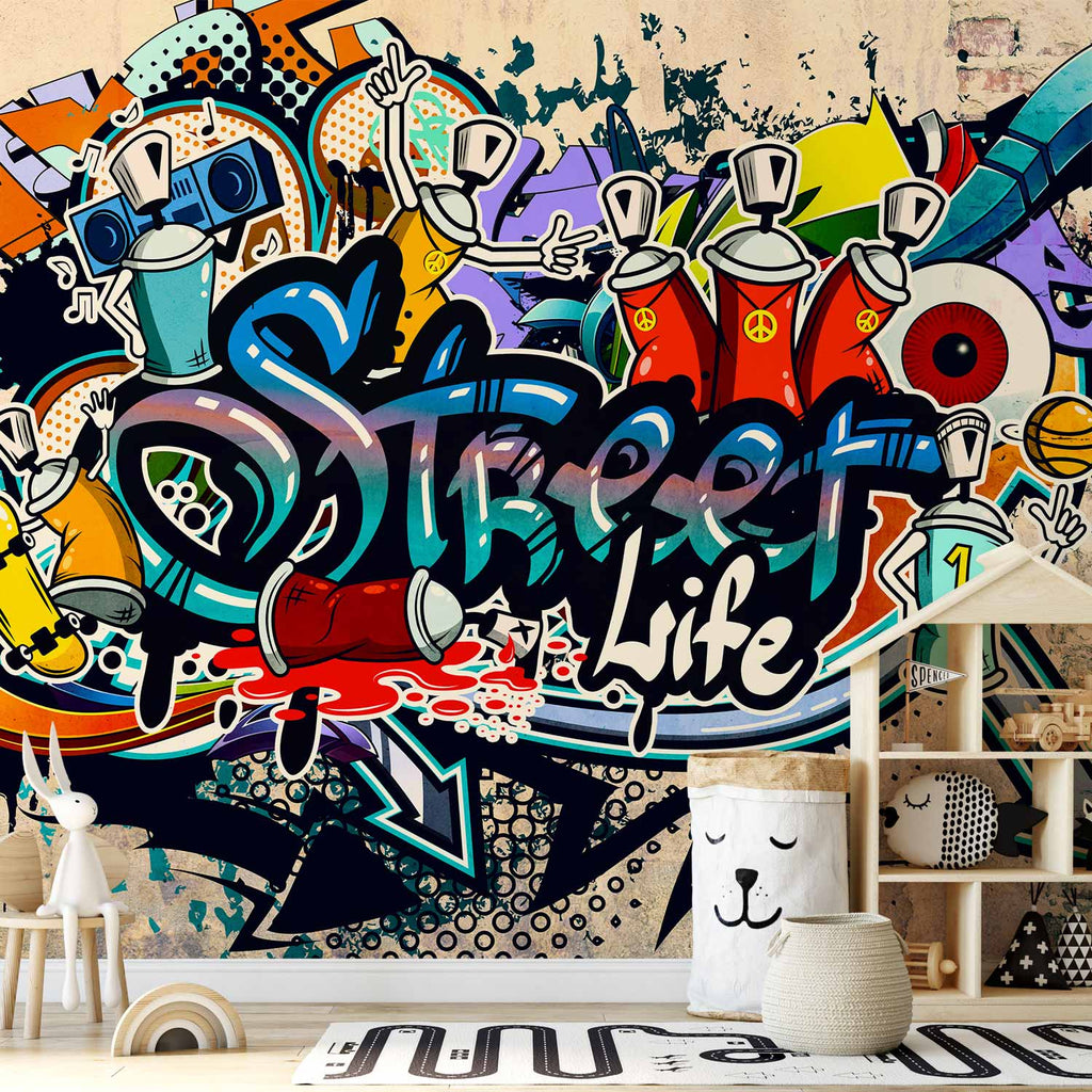 Urban Graffiti Street Life Wall Mural