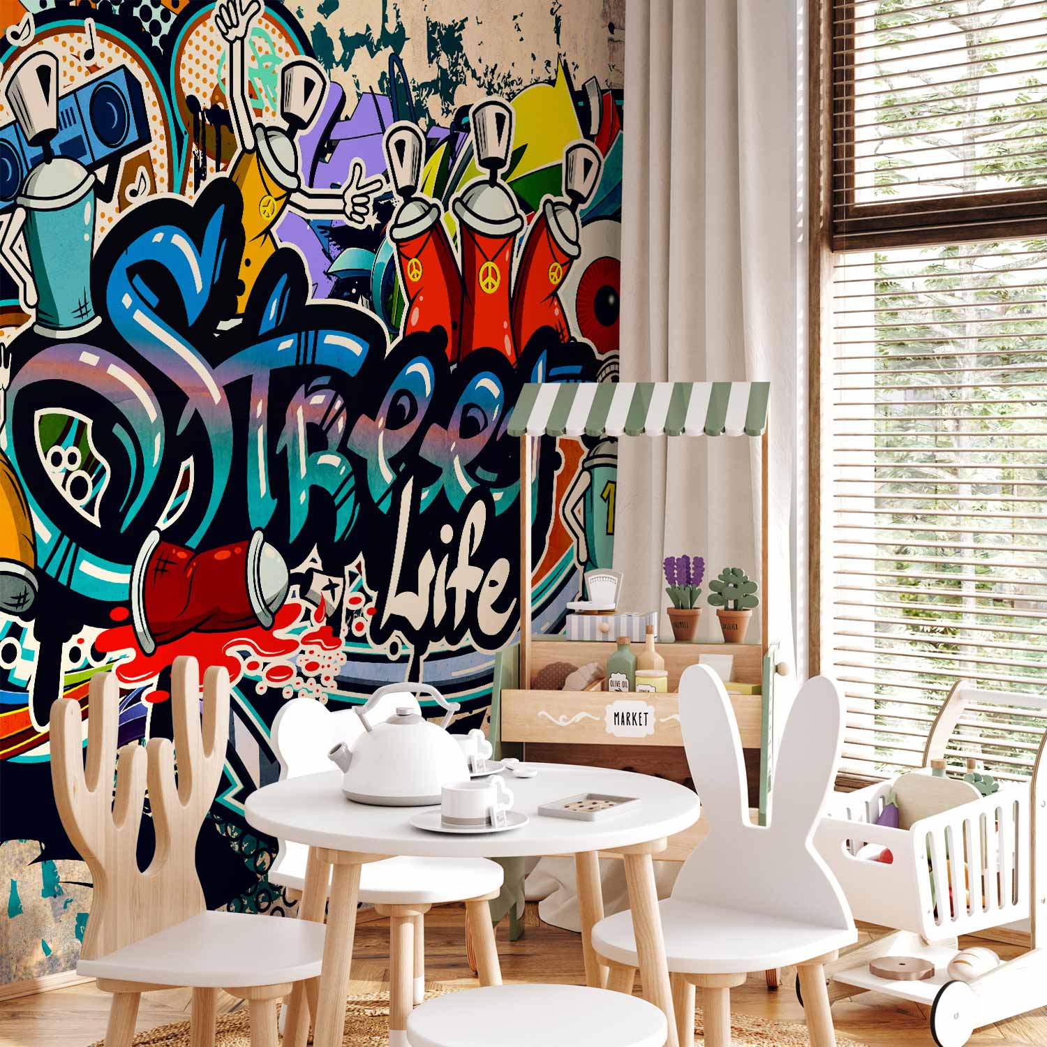 Urban Graffiti Street Life Wall Mural