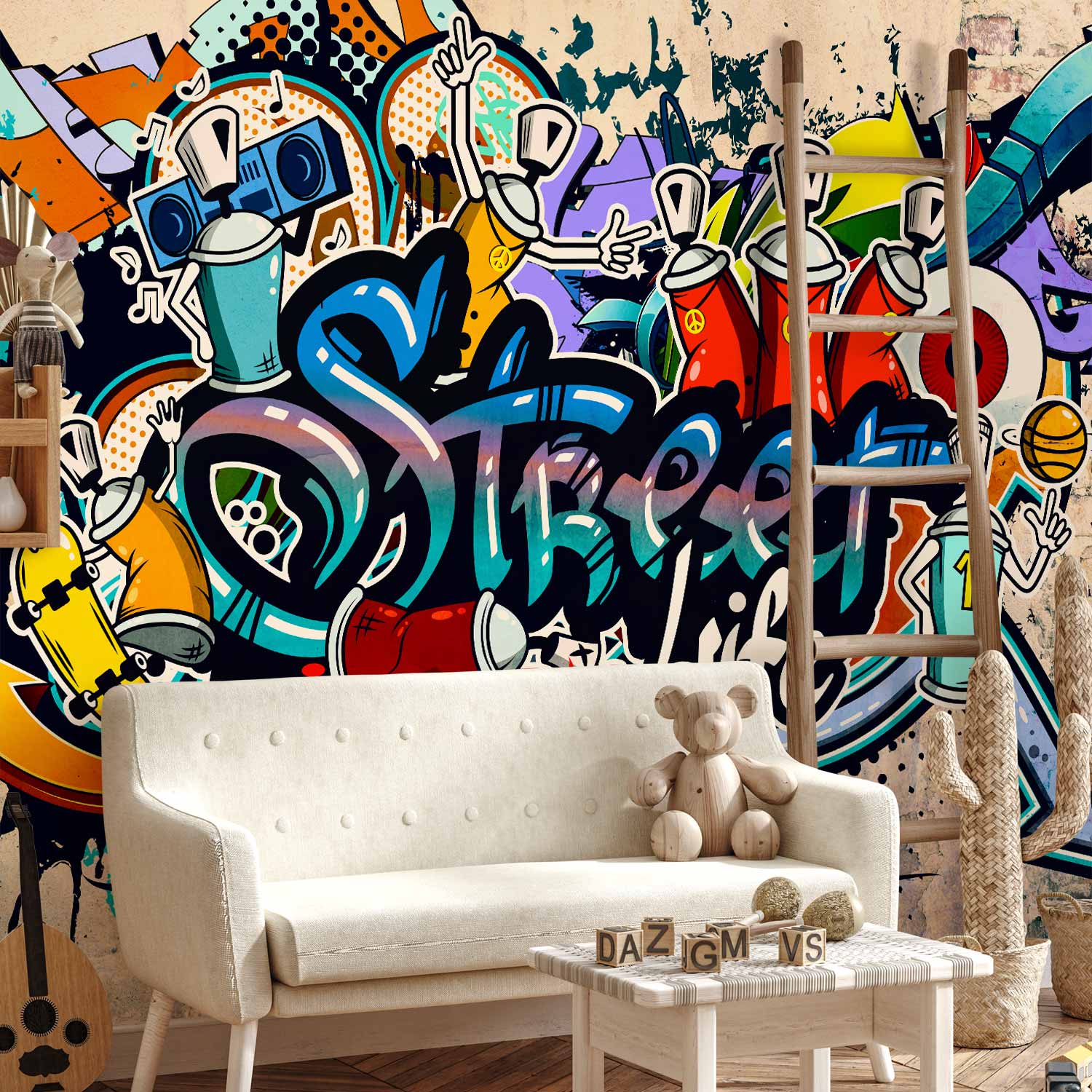 Urban Graffiti Street Life Wall Mural