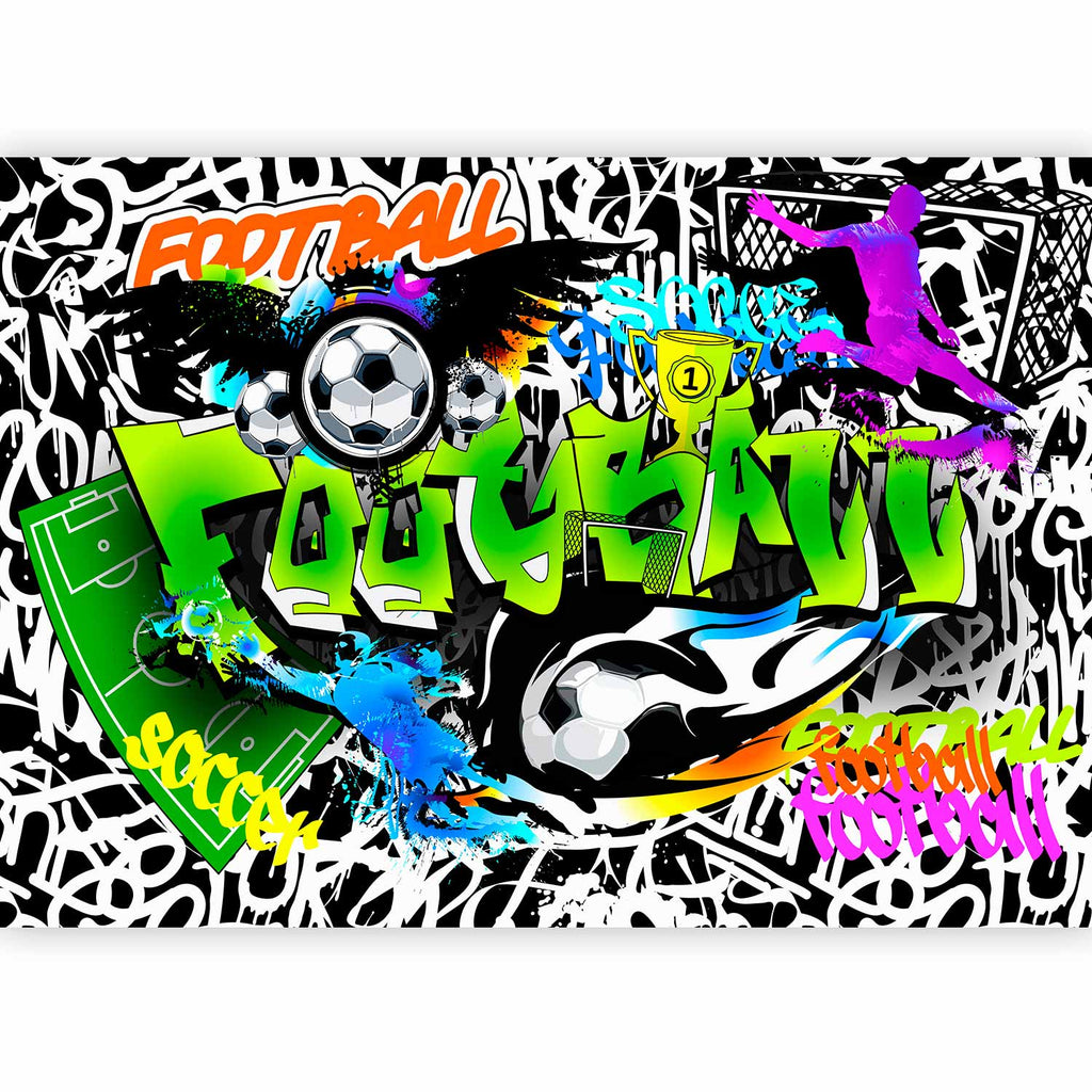 Football Graffiti Multicolor Wall Mural