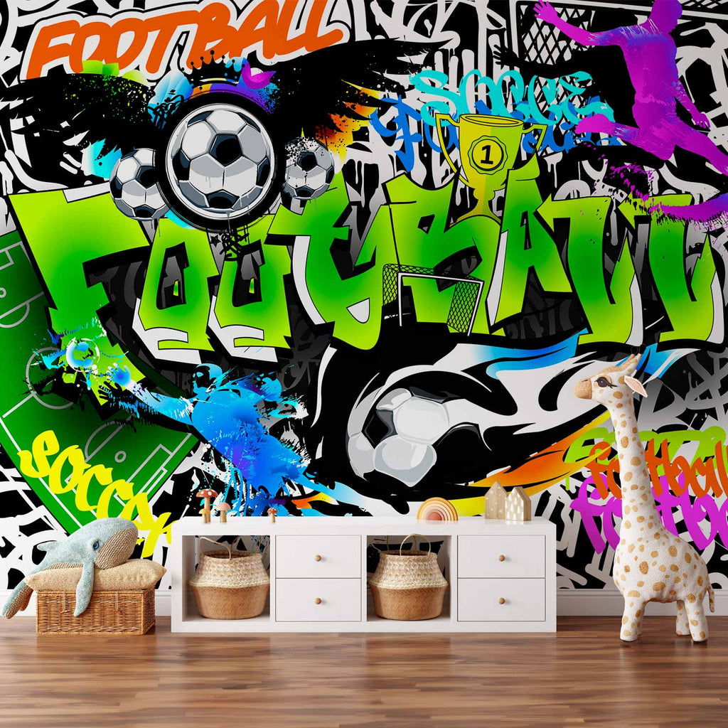 Football Graffiti Multicolor Wall Mural