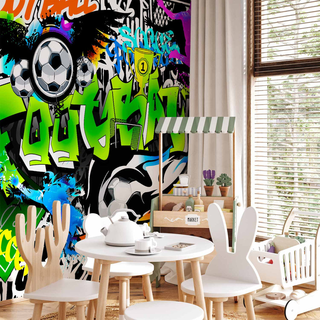 Football Graffiti Multicolor Wall Mural