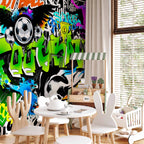 Football Graffiti Multicolor Wall Mural
