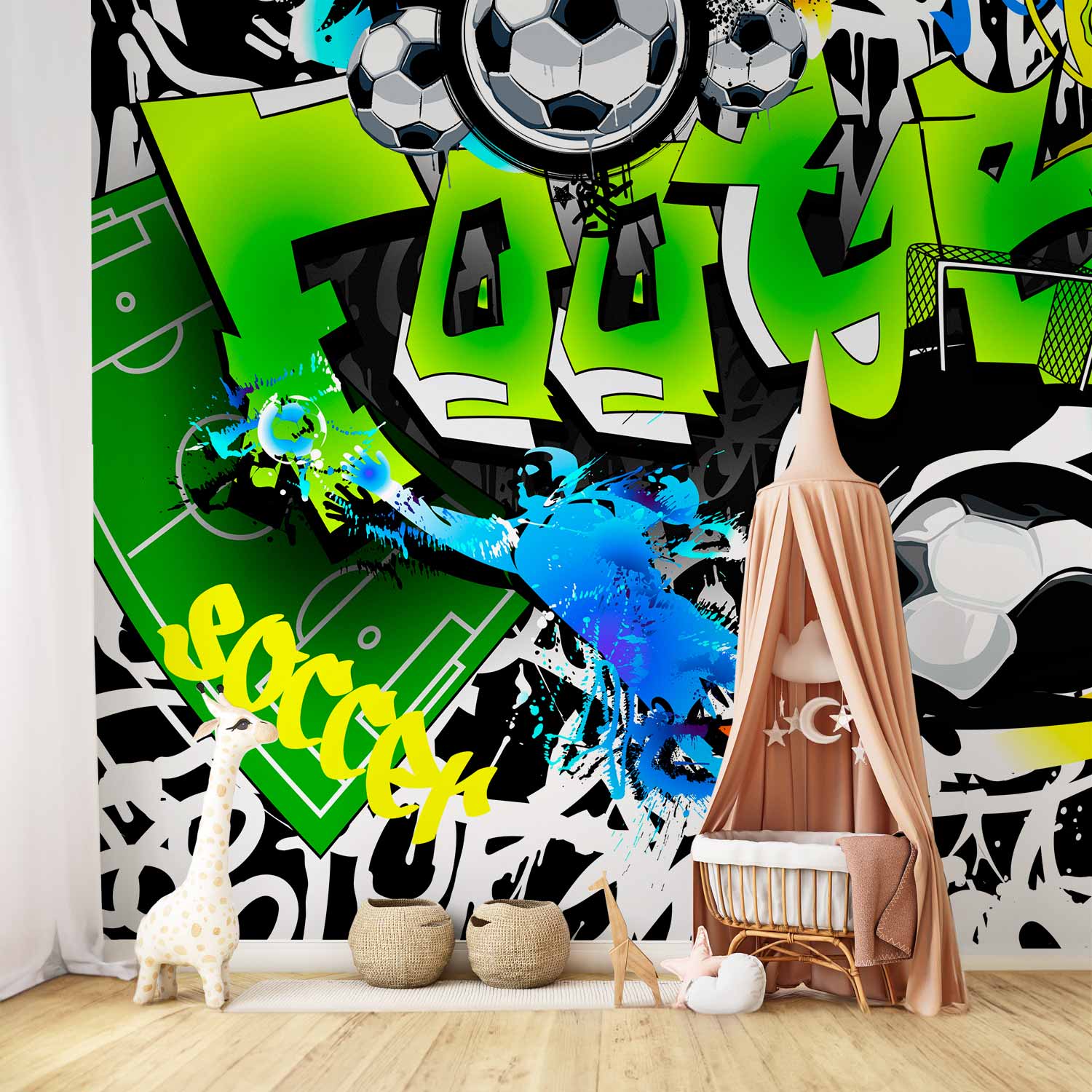 Football Graffiti Multicolor Wall Mural