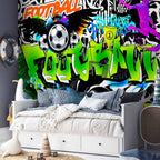 Football Graffiti Multicolor Wall Mural