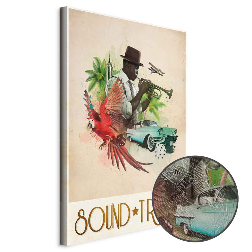 Colorful Parrot Music Quote Canvas Print