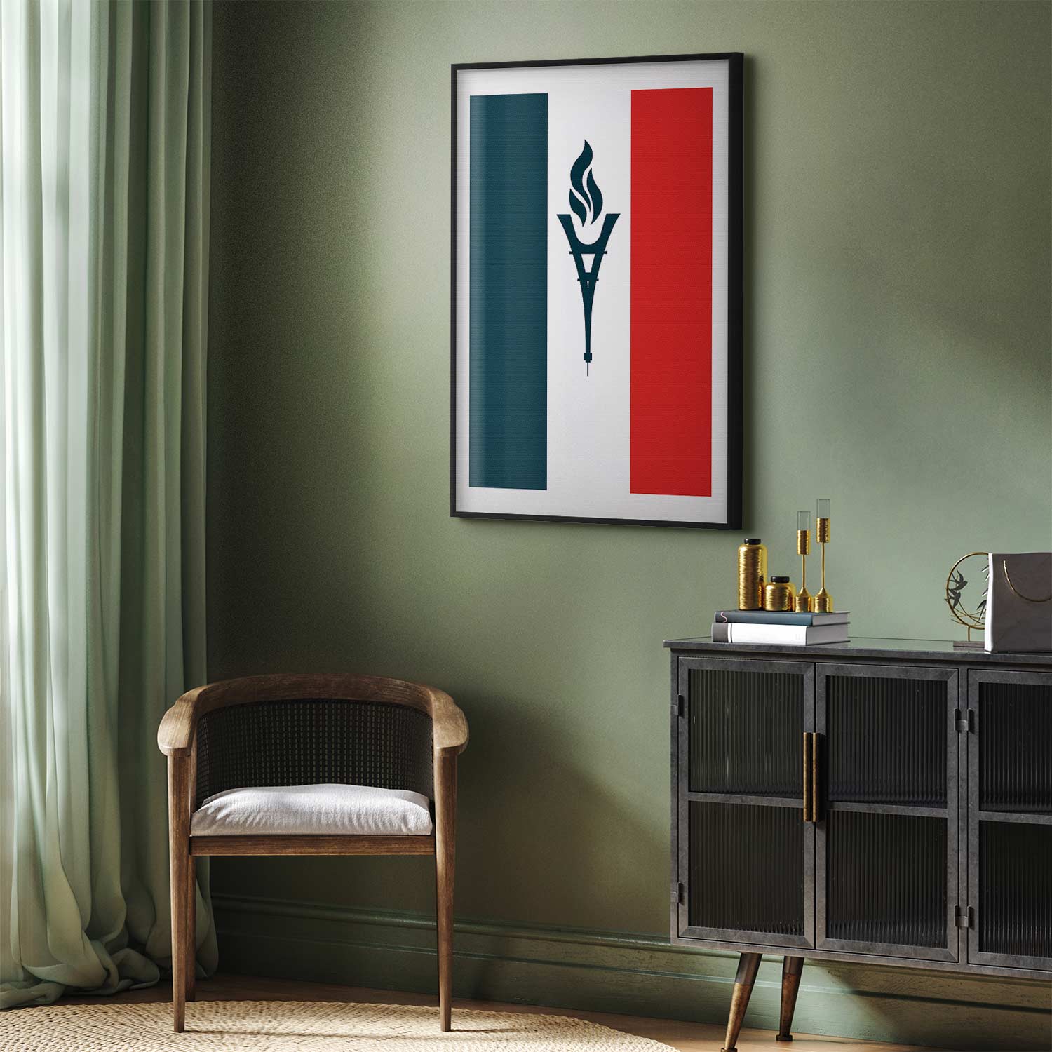 French Flag Torch Abstract Poster