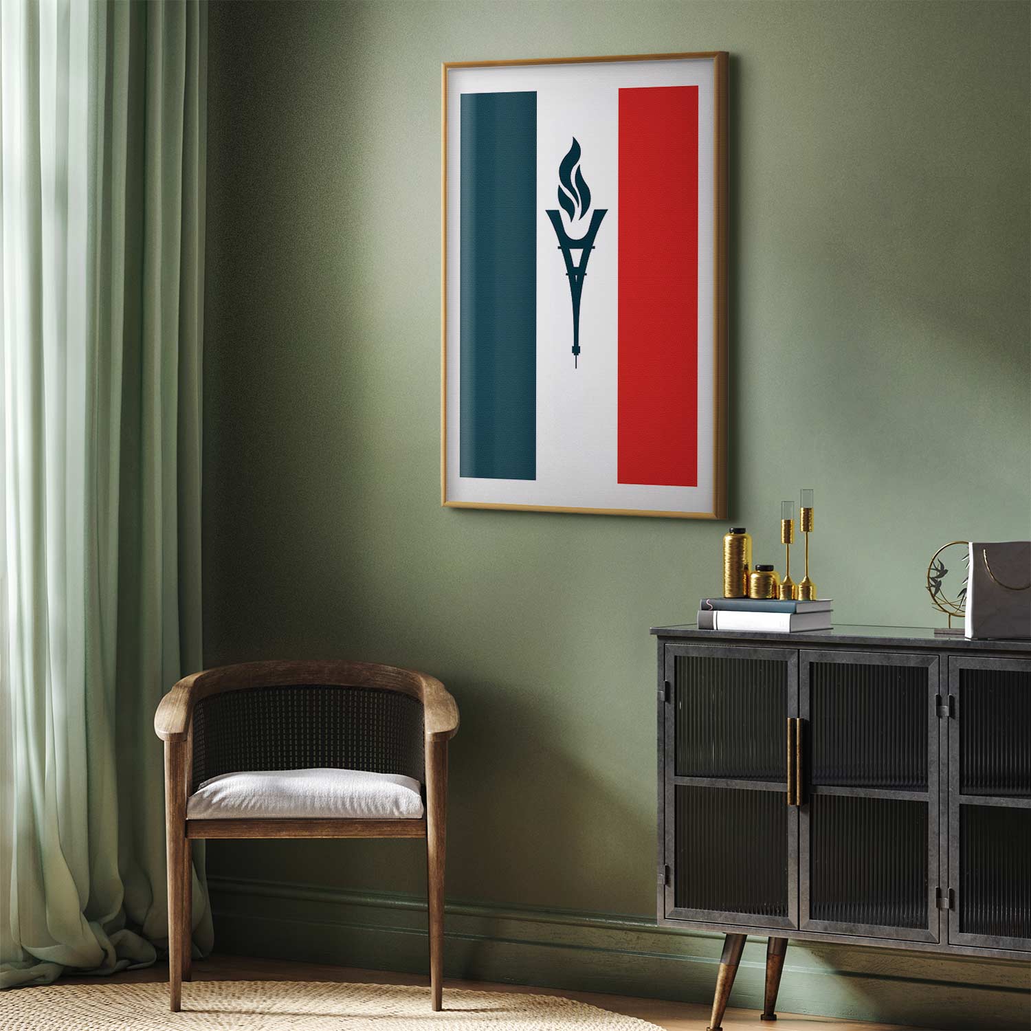 French Flag Torch Abstract Poster