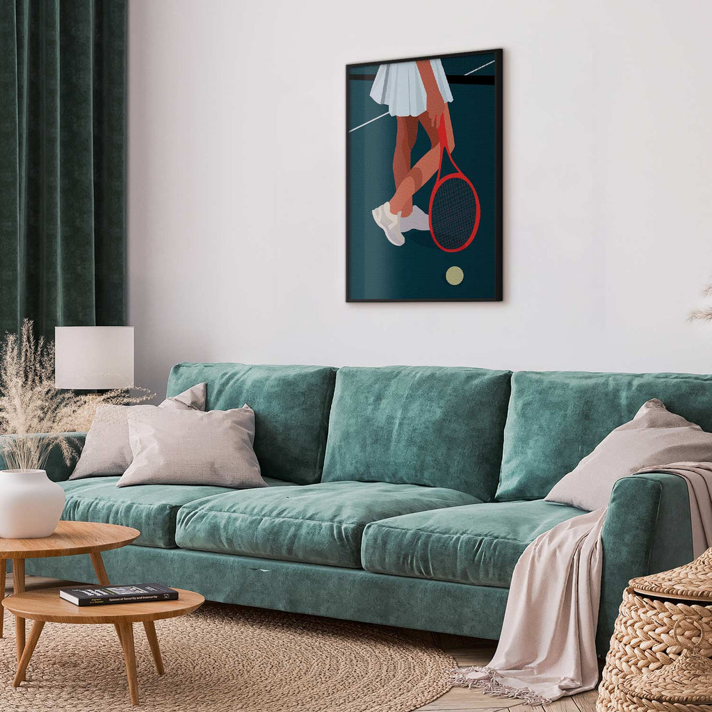 Abstract Tennis Player Red Racket Illustration Poster