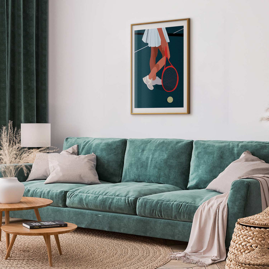 Abstract Tennis Player Red Racket Illustration Poster