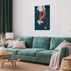 Abstract Tennis Player Red Racket Illustration Poster