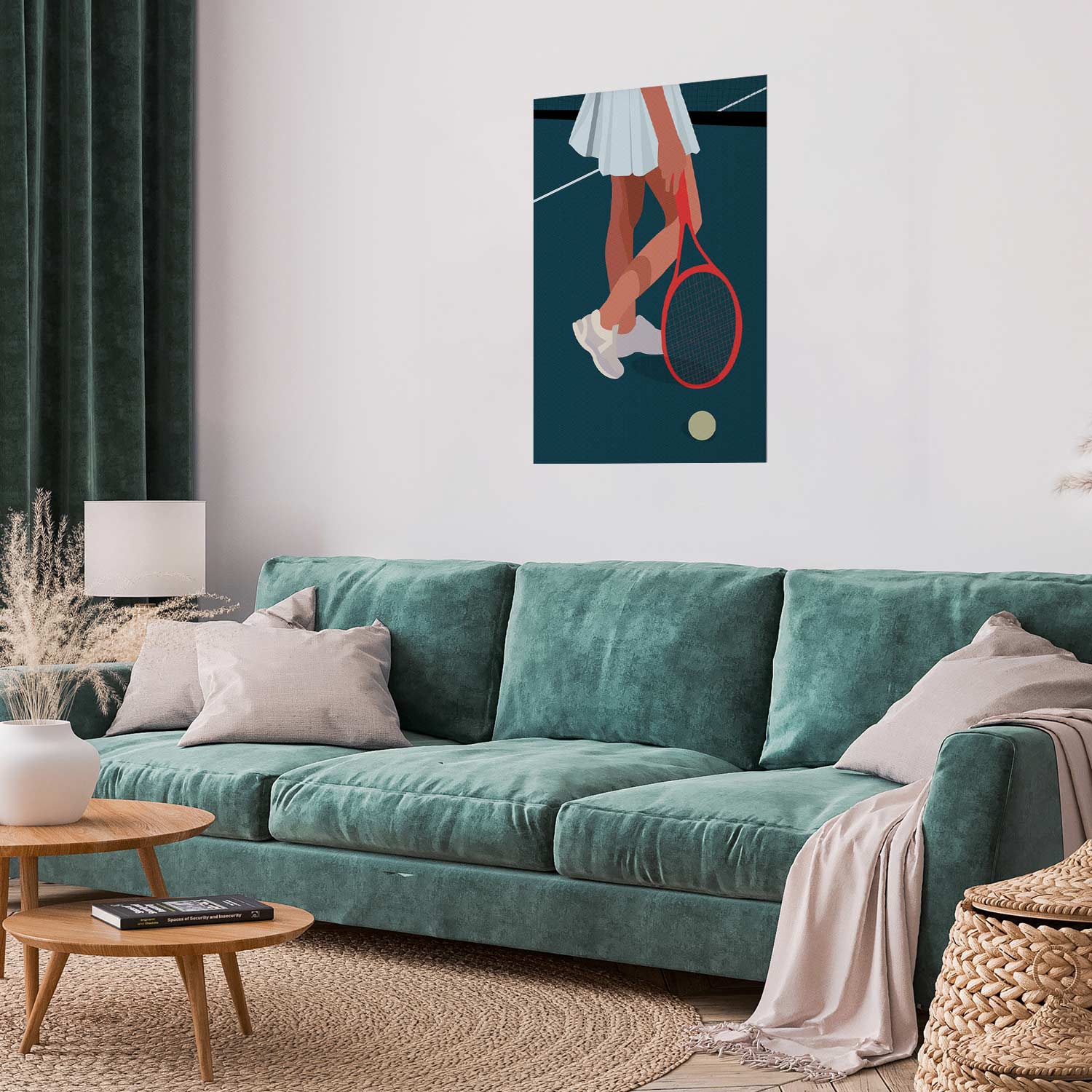 Abstract Tennis Player Red Racket Illustration Poster