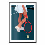 Abstract Tennis Player Red Racket Illustration Poster