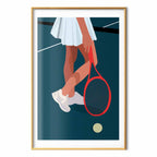Abstract Tennis Player Red Racket Illustration Poster