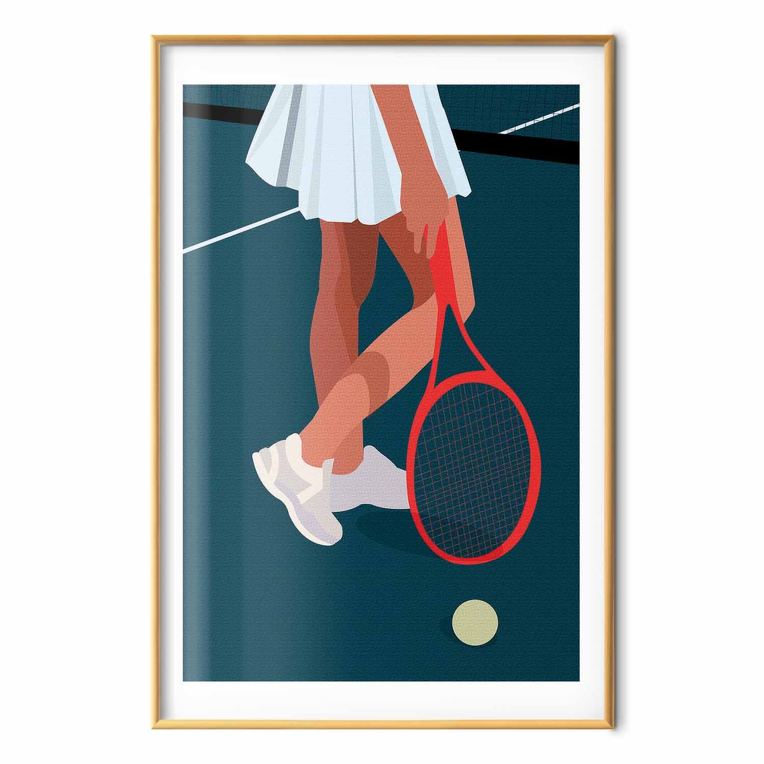 Abstract Tennis Player Red Racket Illustration Poster