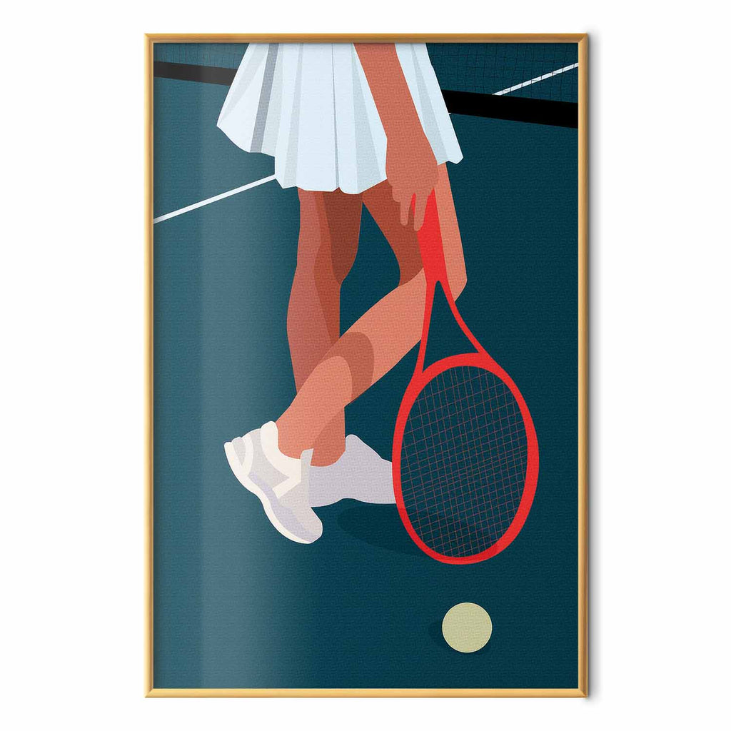Abstract Tennis Player Red Racket Illustration Poster