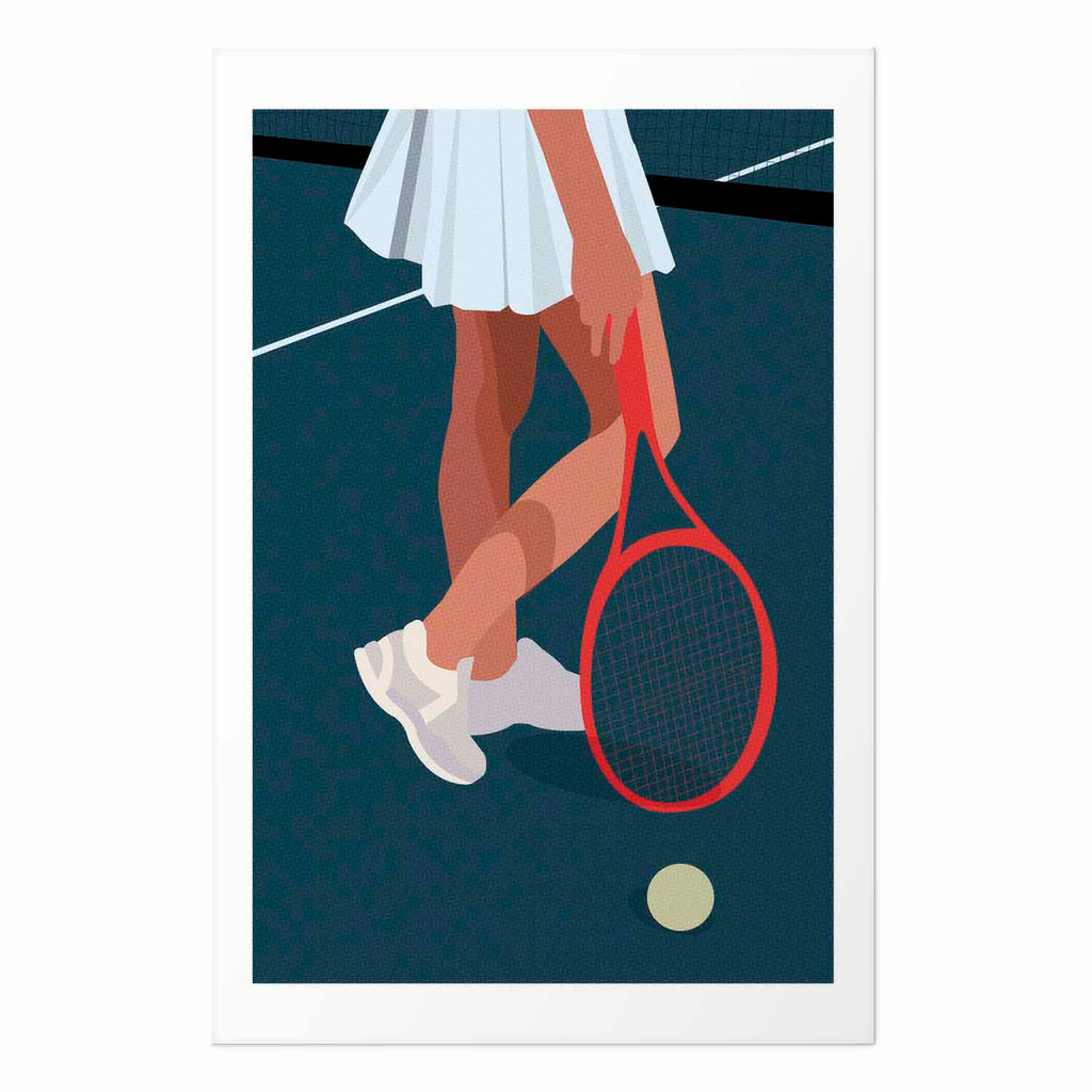 Abstract Tennis Player Red Racket Illustration Poster