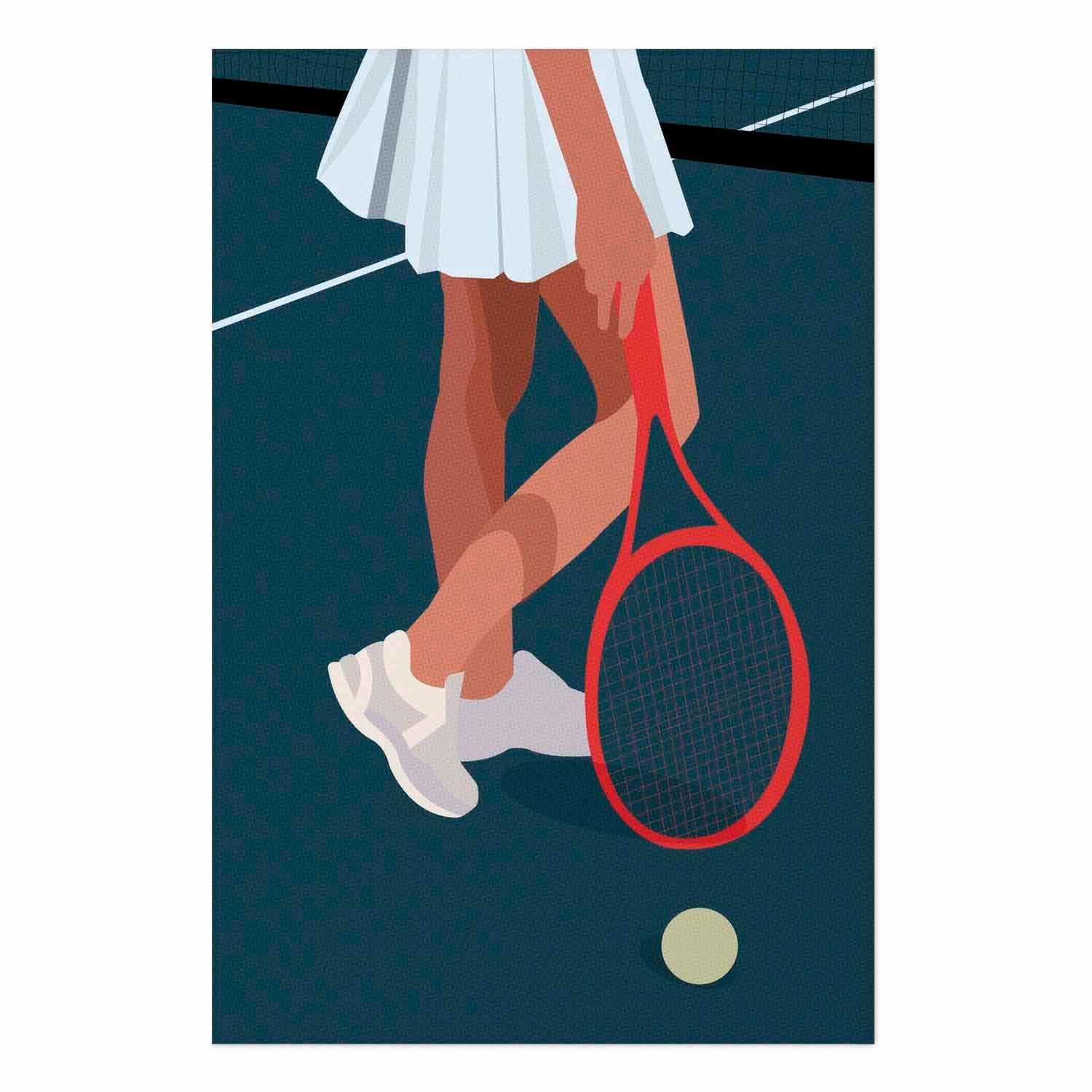Abstract Tennis Player Red Racket Illustration Poster