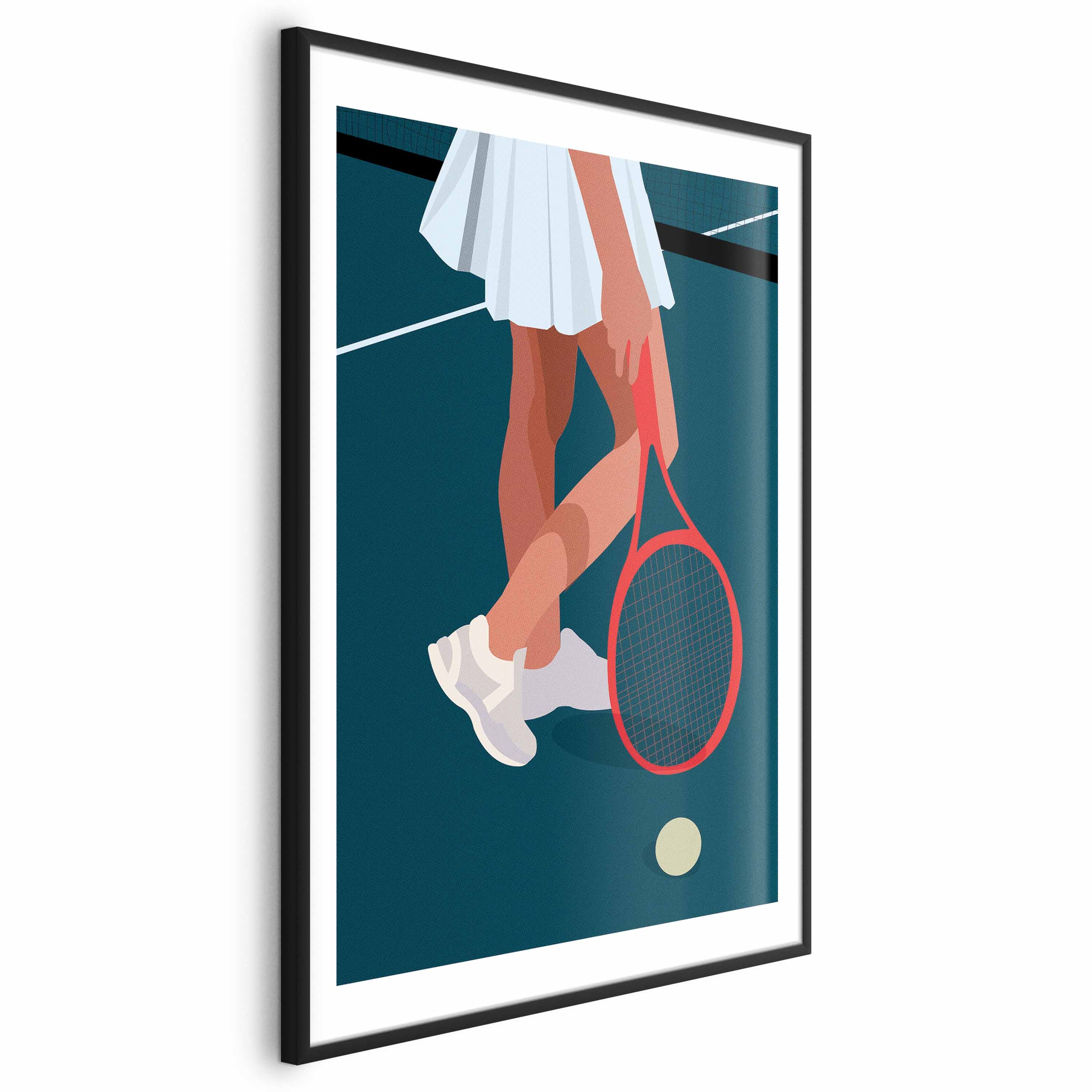 Abstract Tennis Player Red Racket Illustration Poster