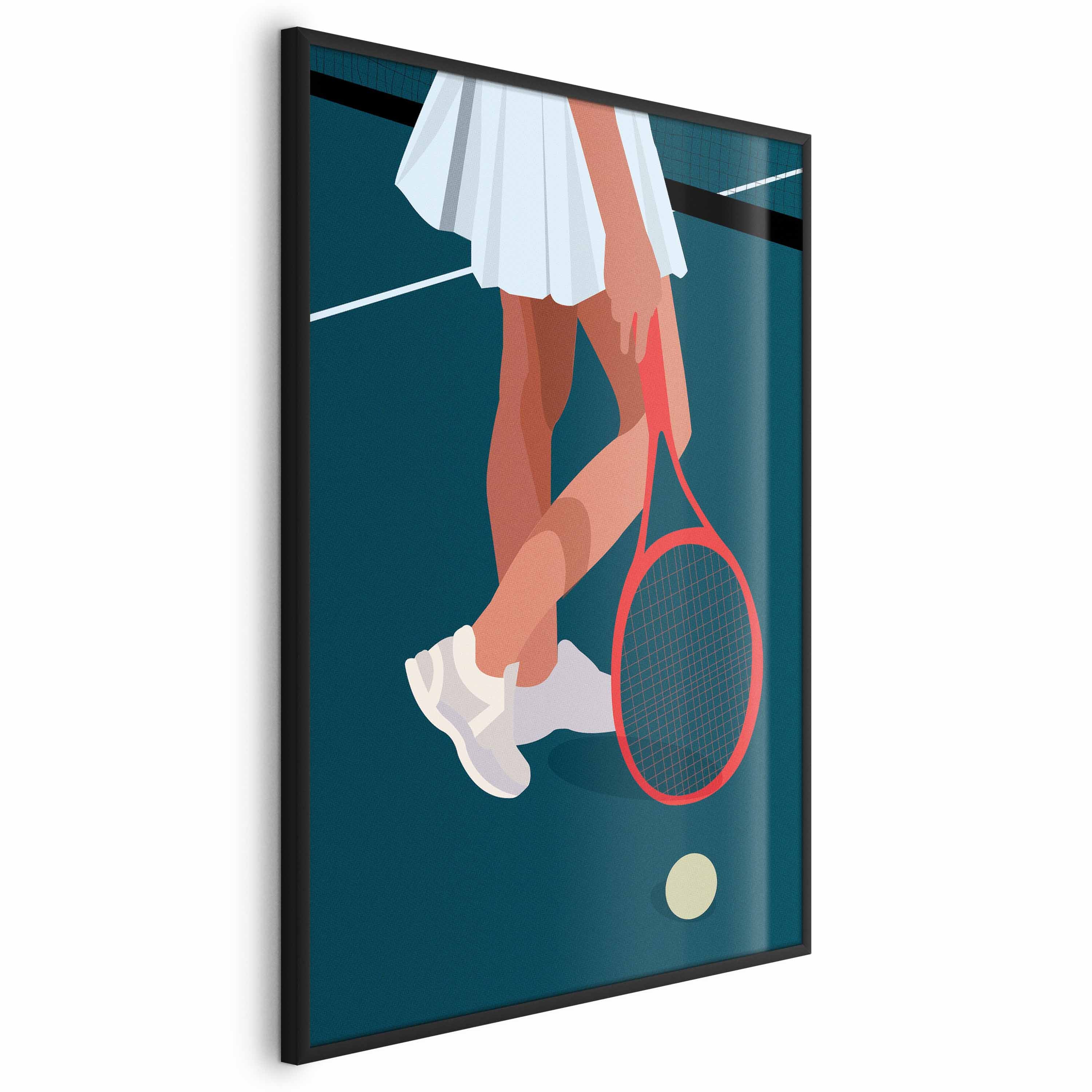 Abstract Tennis Player Red Racket Illustration Poster