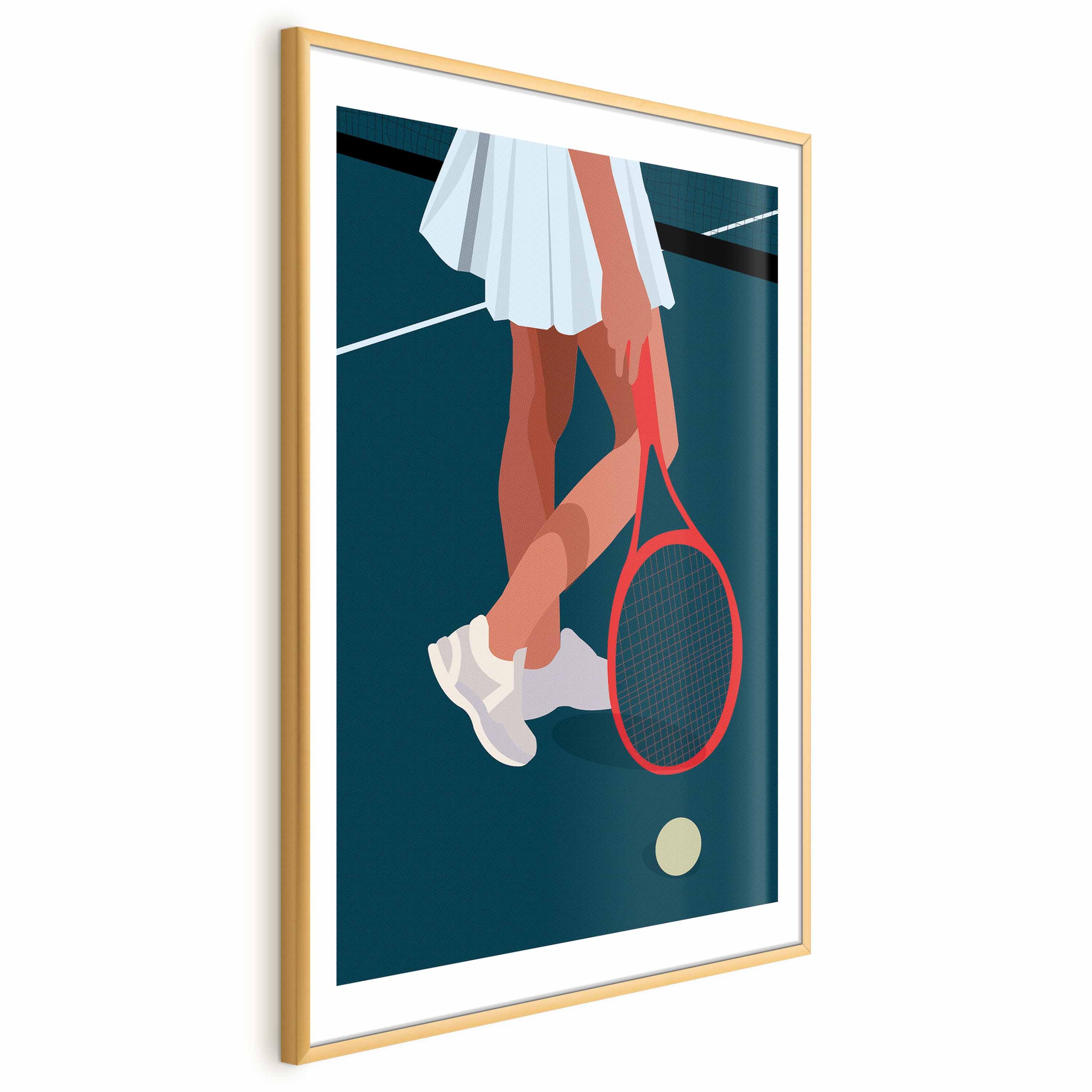 Abstract Tennis Player Red Racket Illustration Poster